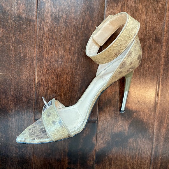 Givenchy Animal Print Silver Claw Sandal Ankle Strap Heel - Picture 9 of 11